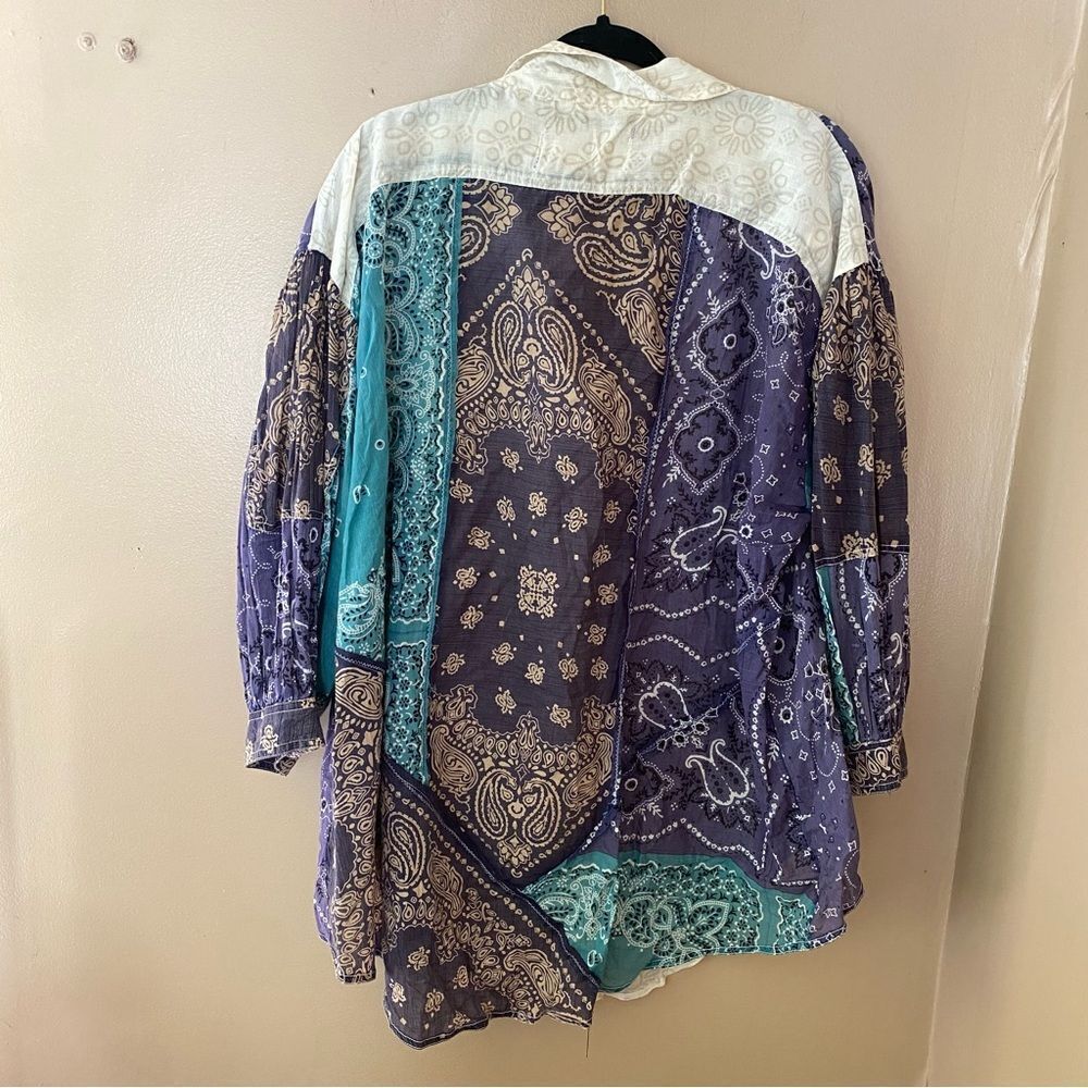 We The FREE PEOPLE $148 SUN VALLEY blouse BANDANA COTTON TUNIC TOP M OVERSIZED - Picture 11 of 11